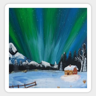 The colours of winter - aurora borealis Sticker